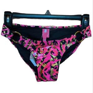NWT DEB Neon Pink Gold Cheetah Bikini Bottoms S